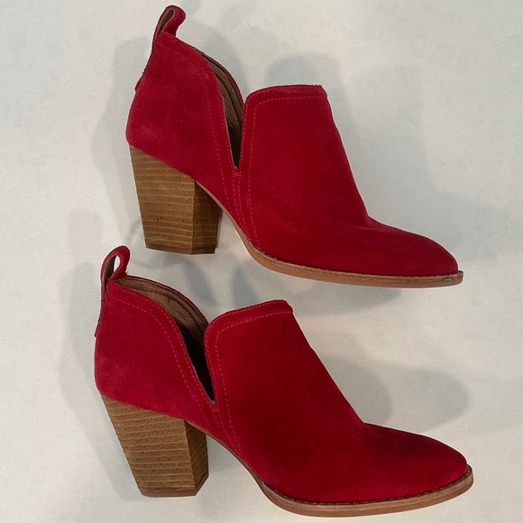 JEFFREY CAMPBELL Rosalee Red Suede Bootie Size 7.5 Like New - Picture 7 of 9